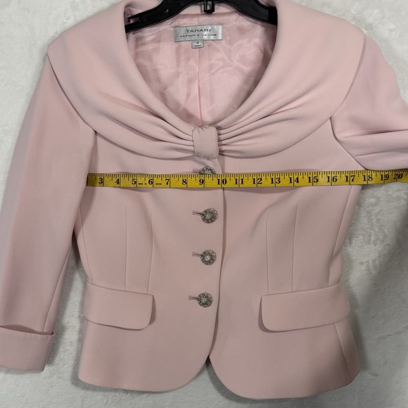 NEW Tahari ASL Blazer Skirt Suit Size 6 4 Bow Pleated Pale Pink Icon 2 Pc Set - Picture 13 of 16
